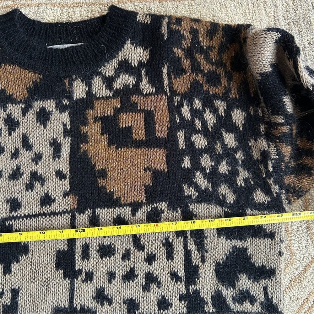 Vintage Mohair Leopard Sweater Grunge 90s Fuzzy Oversized L - Picture 10 of 12